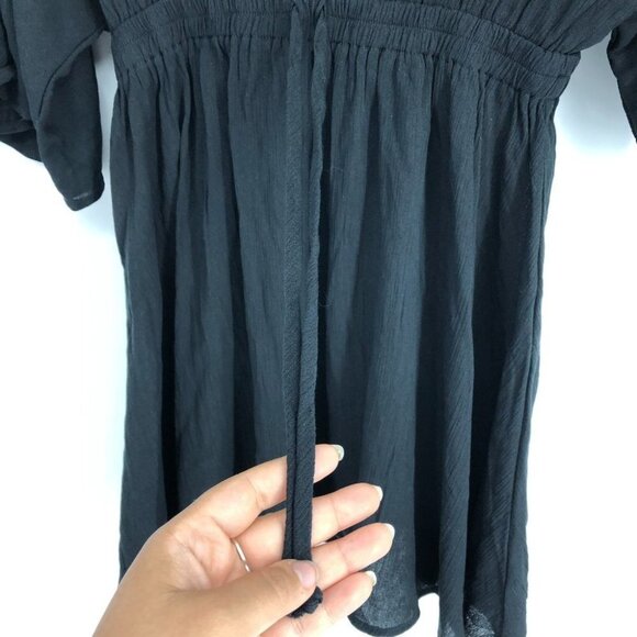 NWT Miken Swim Black Beach Bathing Suit Cover-Up Tunic w/ Floral Embroidery M - Picture 10 of 16